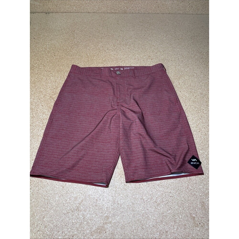 RVCA Feelz Walk Shorts Size 34 Men's Red Stripe Surf J1